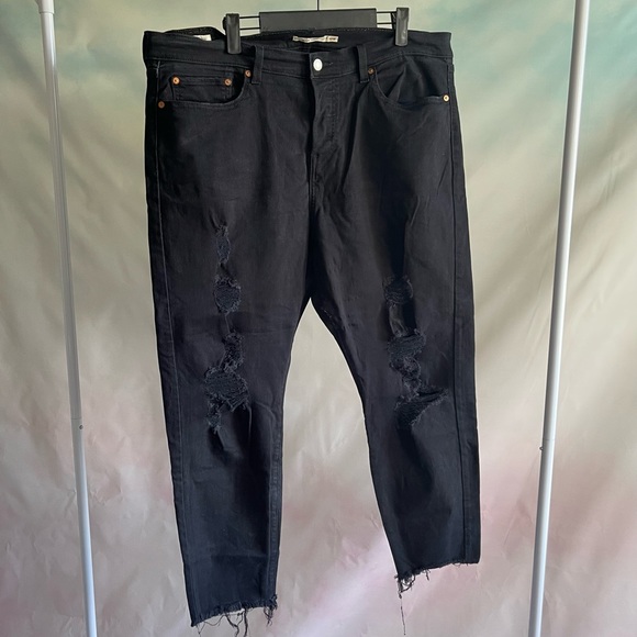 Levi’s Wedgie Skinny Destructed Black Skinny Raw Hem Jean Womens Size 18W - Picture 6 of 12